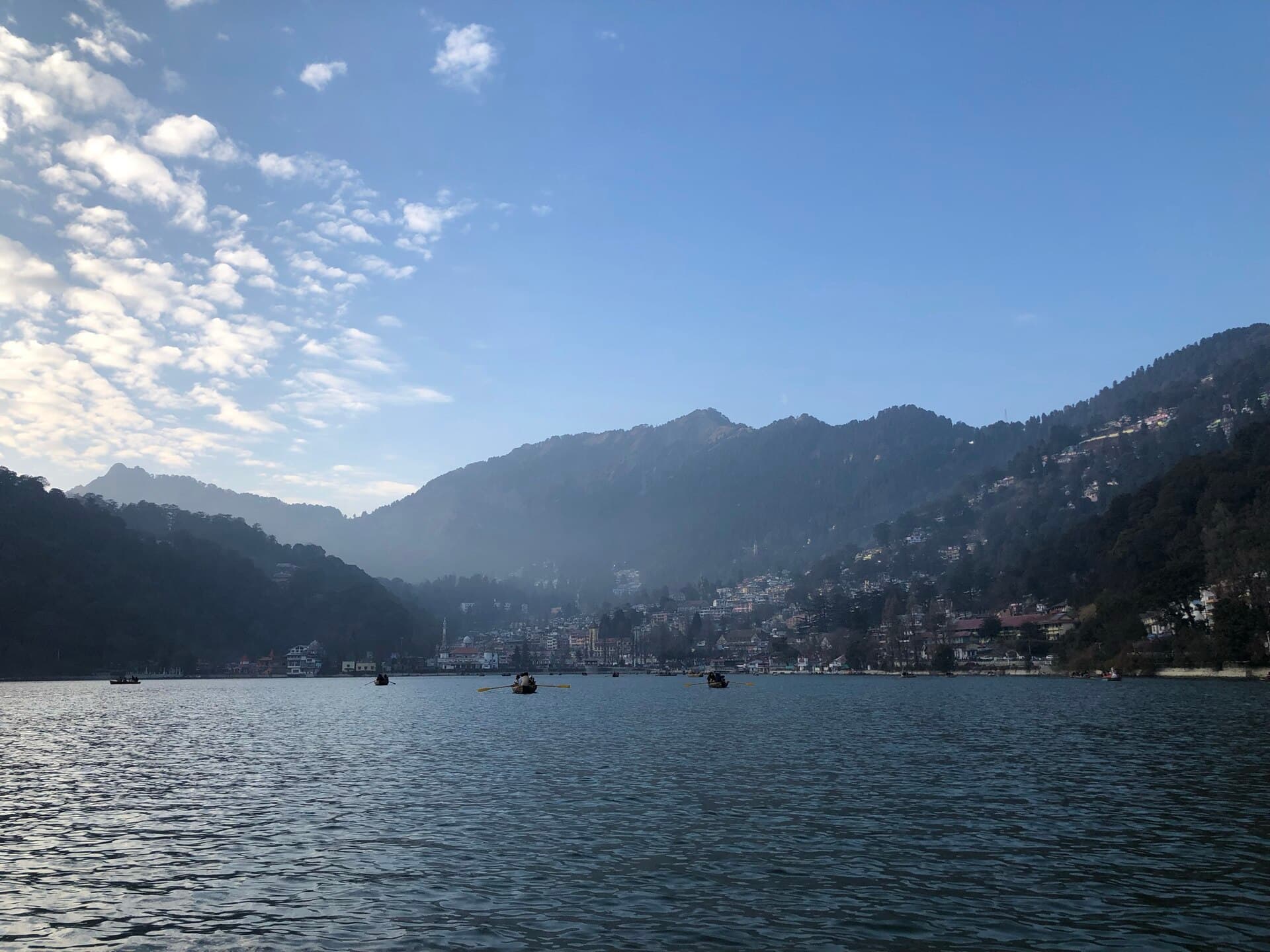 Misty hills around Naini Lake in the monsoon