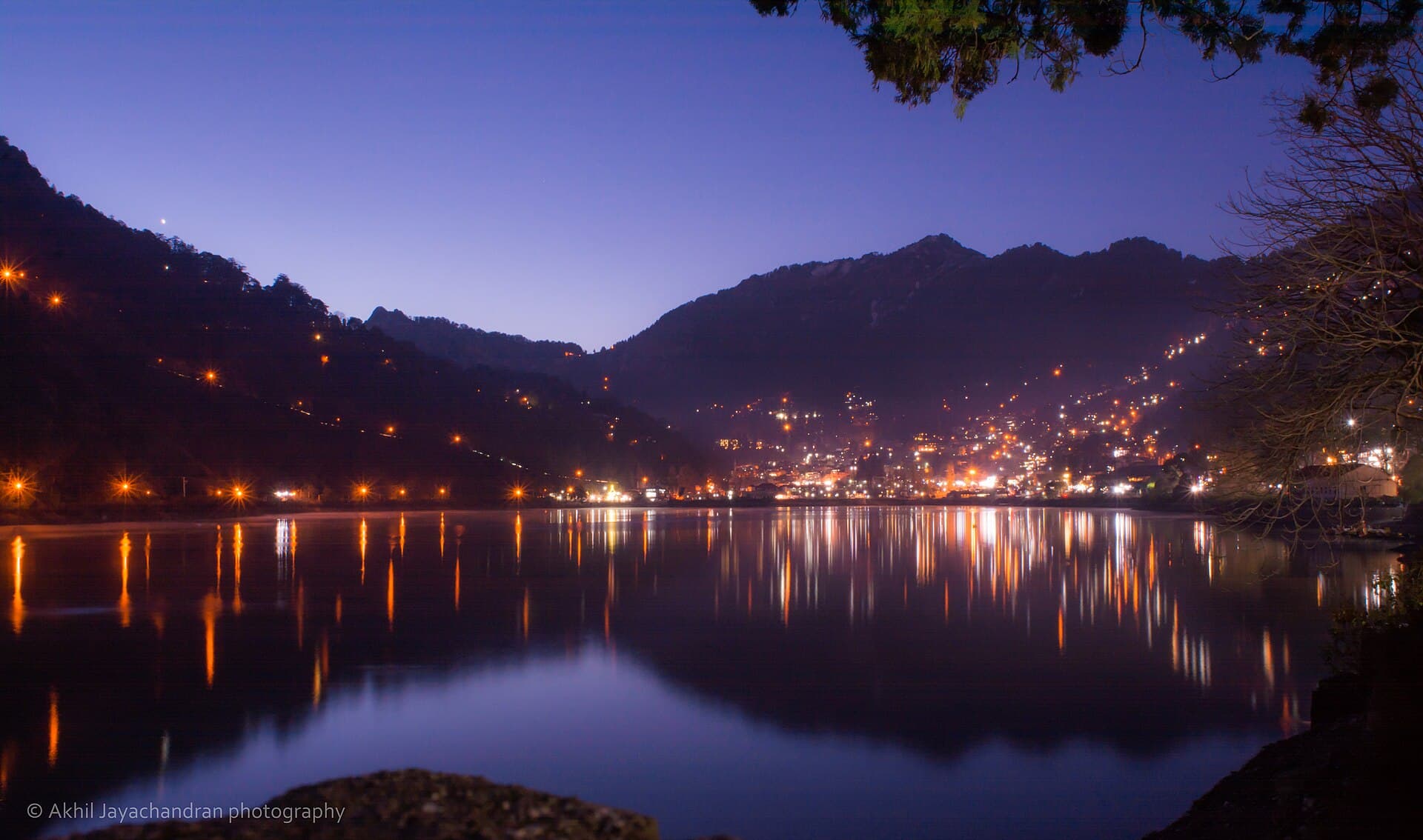 Nainital lake lights at night