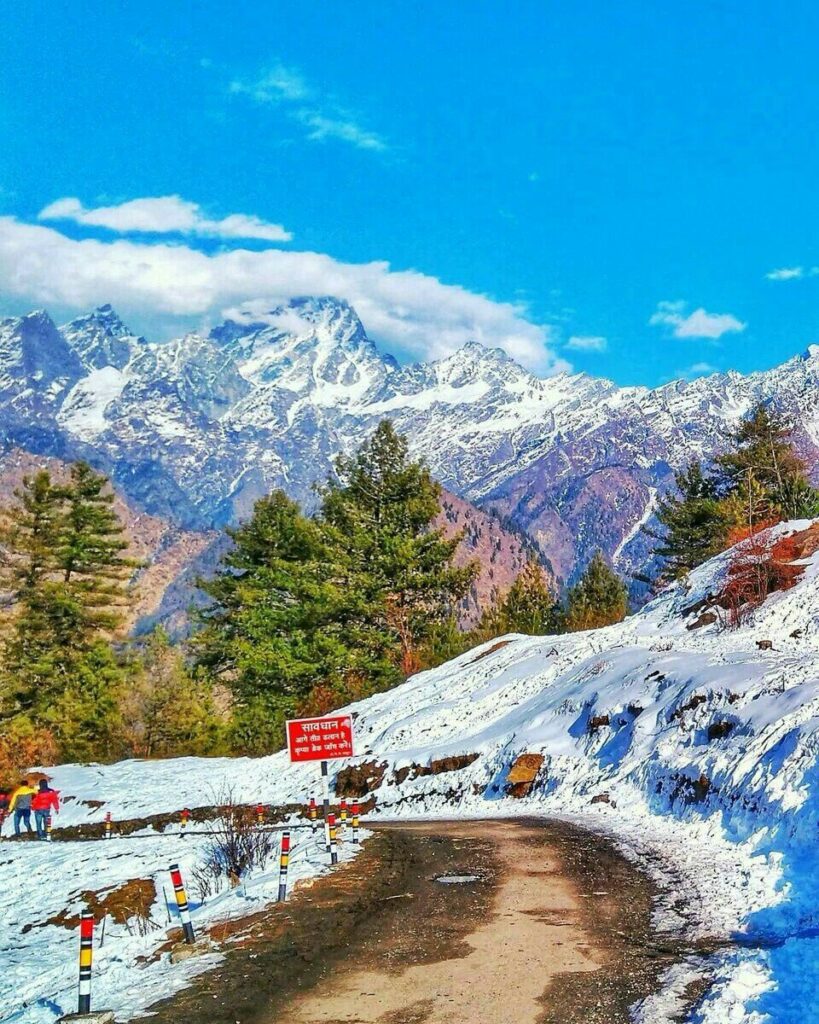 alt="A delicate feather resting on a rock with the snow-covered mountains of Auli, Uttarakhand in the background — capturing the serene and untouched beauty of the region."
