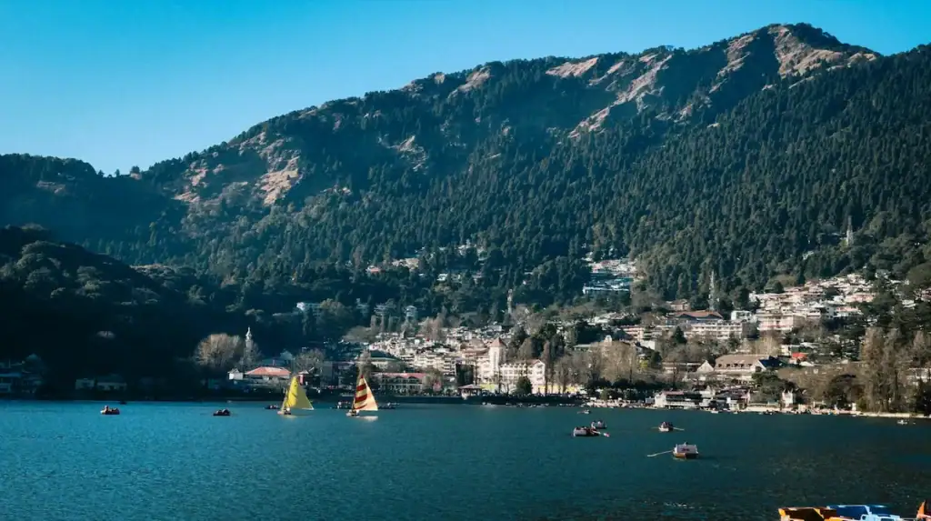 Off Season in Nainital lake view with peaceful water, boats, and fewer crowds during quieter travel months