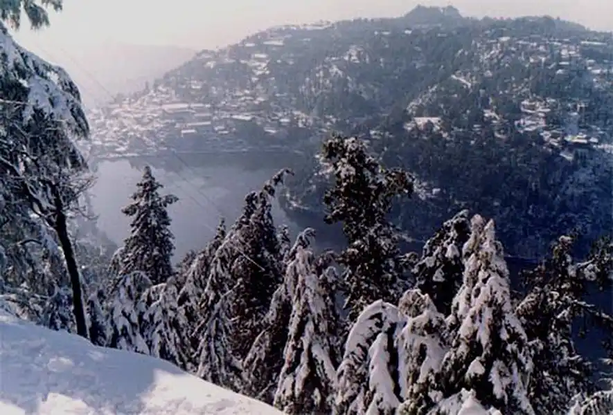 Nainital in winter – snow-covered  Naini Lake.