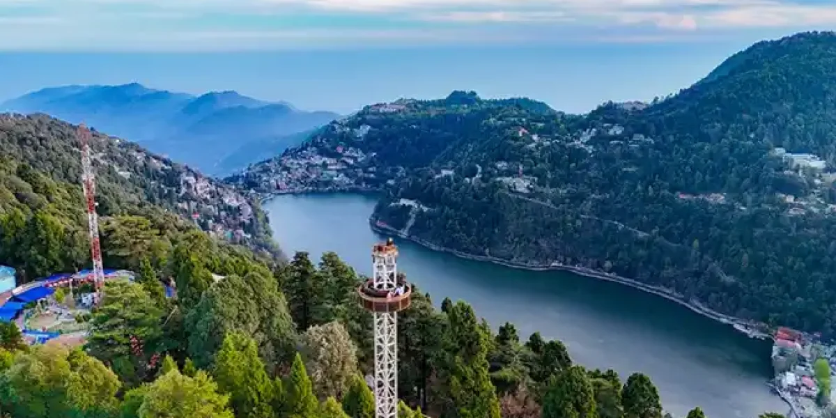 Nainital Lake Beautiful trees in the background.